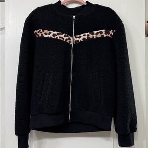 ZYIA Black Jacket with Leopard detail